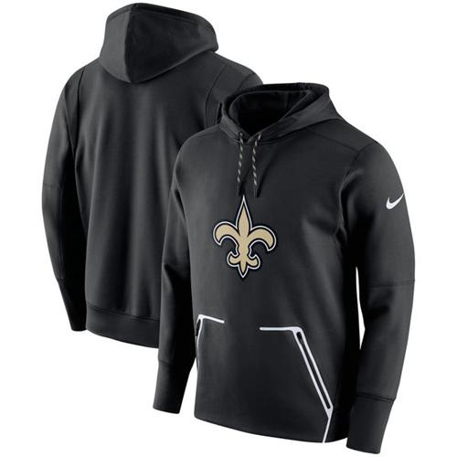 Men's New Orleans Saints Nike Black Champ Drive Vapor Speed Pullover Hoodie - Click Image to Close